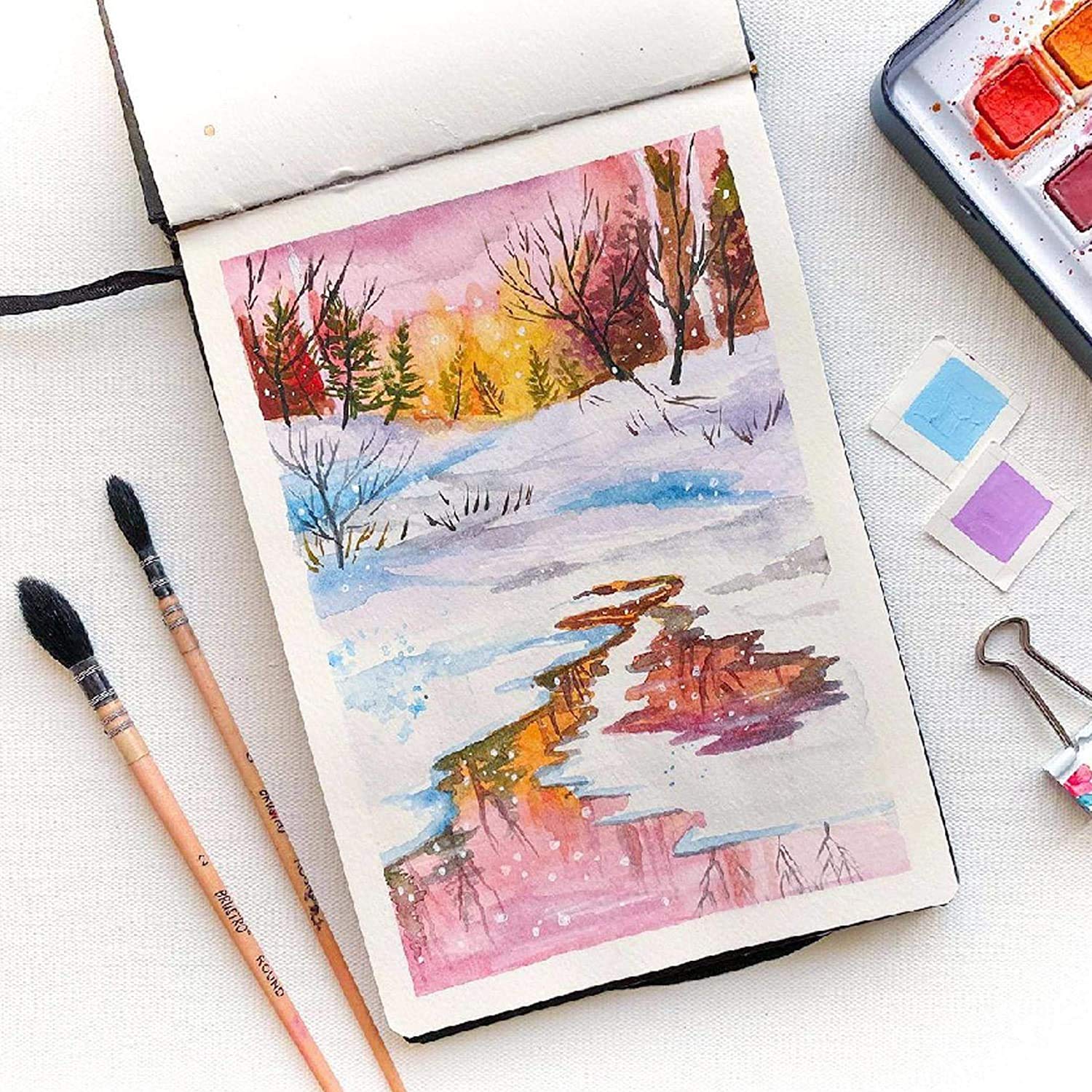 Watercolour Journal - Landscape - 245 GSM - Ruby Red Cover – Zen Sangam
